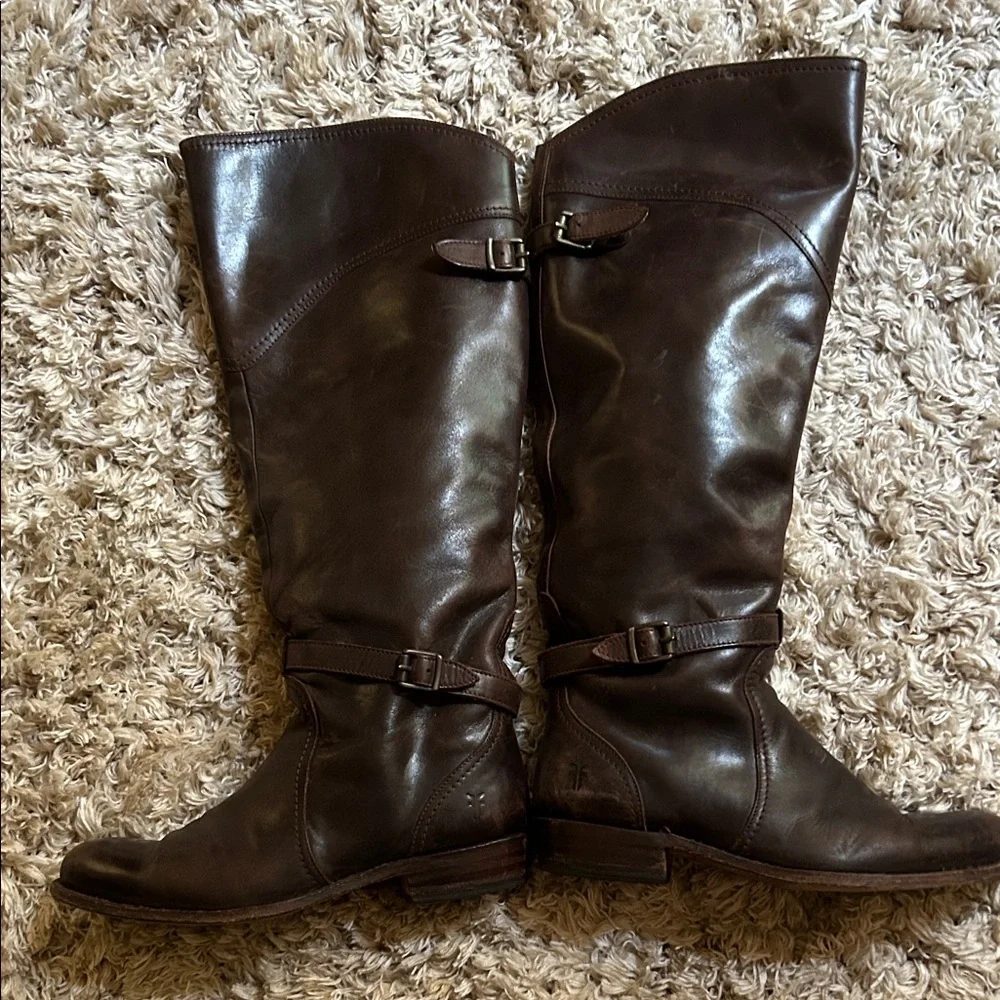 Frye Dark Brown Leather Over-the-Knee Riding Boots